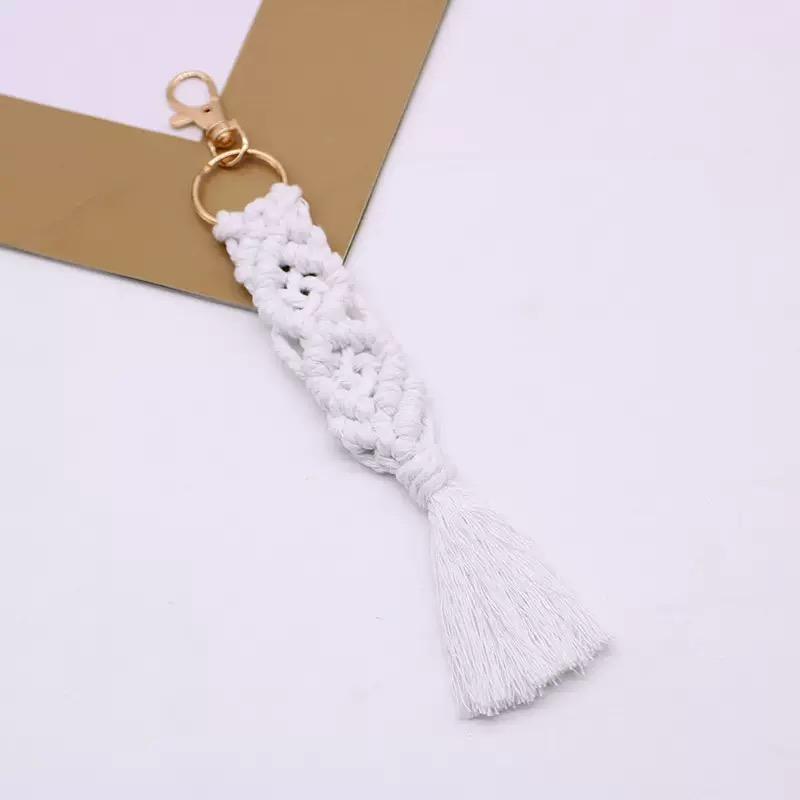 1PC Cotton Rope Handwoven Tassel Keychain Car Key Fob Bag Pendant Handbag Decorations Bag Parts Accessories