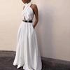 New Women's Fashion White Halter Jumpsuit Halter Wide Leg Pants Sexy Sleeveless Halter Halter Jumpsuit Trousers