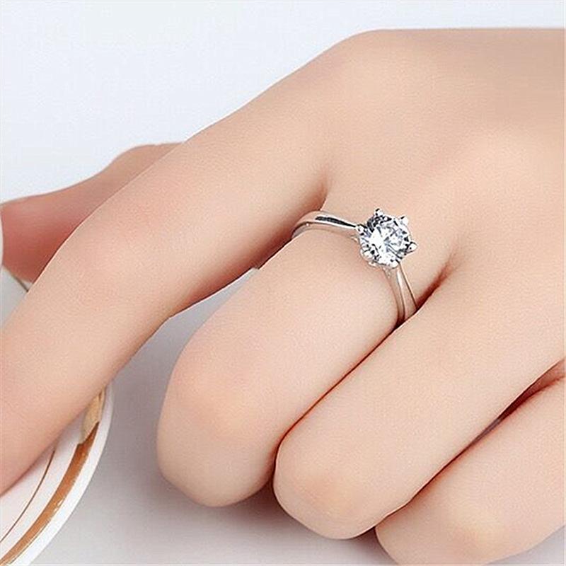 S925 Silver Ring Couple Ring Women's Diamond Ring Zircon Open Wedding Ring Domineering Men's Ring