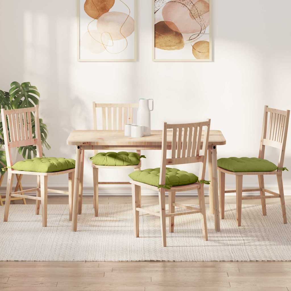 Seat Cushions 4 pcs Light Green 40 x 40 x 6 cm Fabric