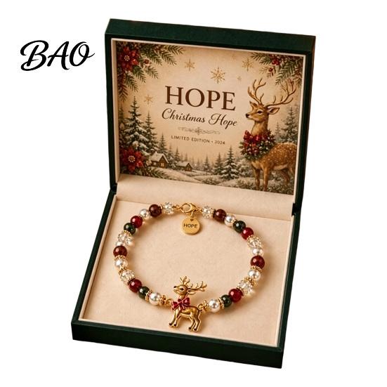 Non-fading Bracelet Christmas Bracelets for Women, Santa Claus Elk Snowman Tree Wear-resistant Beaded Bracelet, Holiday Jewelry Gifts Stocking