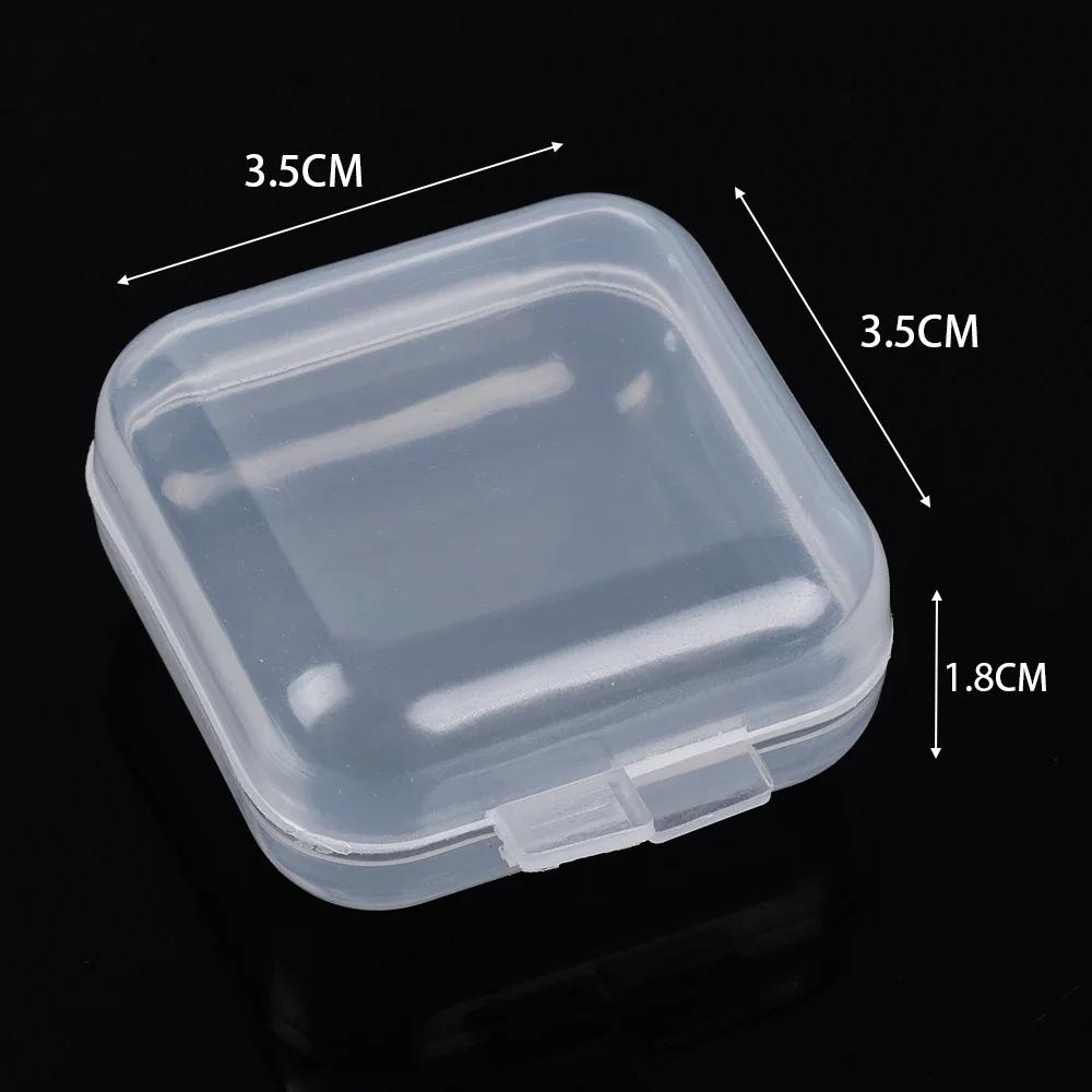 1/100pcs Small Square Jewelry Storage Box Covers Case for Pill Earrings Transparent Plastic Dustproof Earplug Storage Pack Boxes