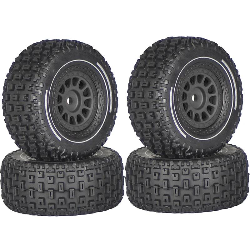 Mini Mojave Grom 4pcs Plastic Wheels Rims with Rubber Tires for Arrma RC Car 1/16 Mojave Grom 4X4 Desert Truck Upgrade Parts