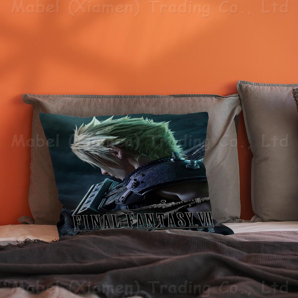 F-Final-F-Fantasy Pillow Covers Cartoon Sofa Decorative Home Double-sided Printing Short Plush Cute Cushion Cover