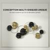 Lotus Leaf Shaped Metal Wall Decoration Unique Multi Disc Design 84 X 35 Cm Gold And Black