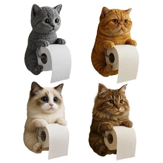 Cat Toilet Paper Holder Wall-Mounted Toilet Roll Holder Bathroom Kitchen Loo Roll Organizer for Cat Lovers Housewarming Gift