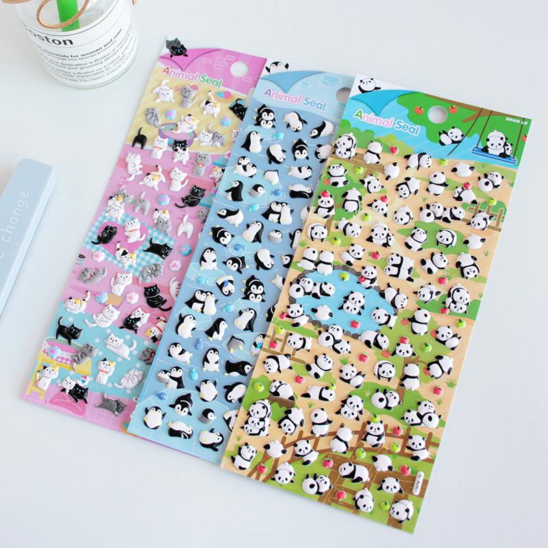 Милый мультфильм животных скрапбук журнал наклейка рельеф кавайный кот панда канцелярские наклейки DIY декор багаж канцелярские наклейки
