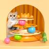Интерактивная игрушка для кошек с перьями, 4-уровневая, мячик, палочка, башня, вращающаяся платформа для котят, трек с шариком