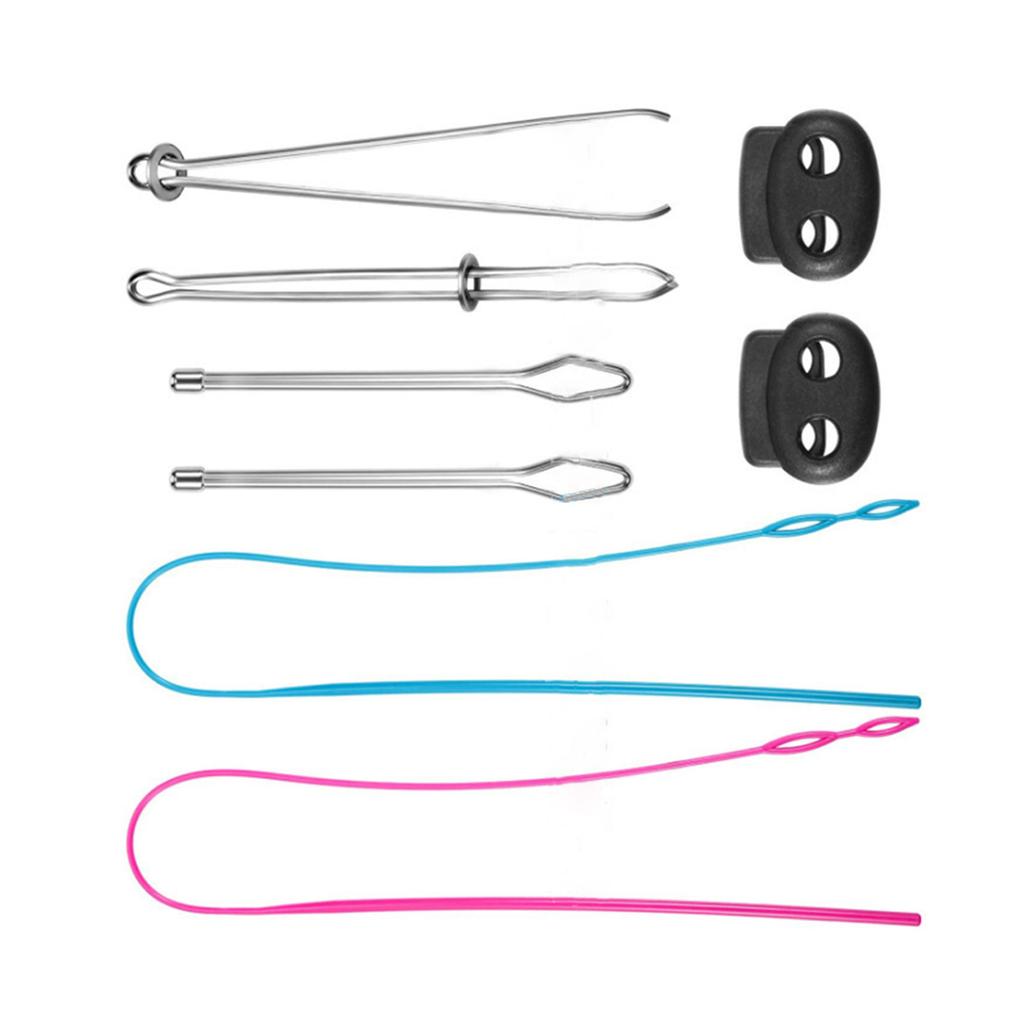 Drawstring Threader Set Flexible/Flat Drawstring Threader Stainless Steel Sewing Loop Turner Hook Tweezers Cord Locks