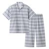 Acedron Short Sleeve Length Gray [Gunze] Pajamas, Men's 3/4 Pants, Crepe,