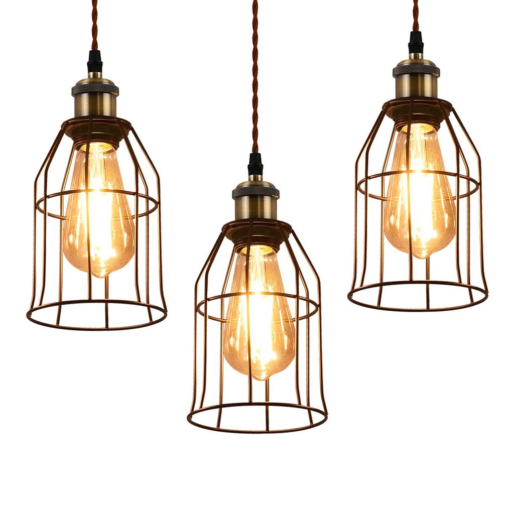 LVWIT 3-Light Pendant Light, Duct Rail Type, E26 Base, Bulb Socket, Lighting Fixture for Wired Duct Rails, Ceiling Lighting, Hanging Light, 48cm