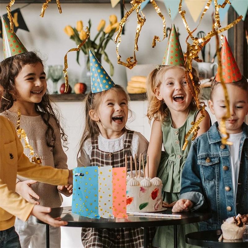 60 шт., пластиковые маленькие подарочные пакеты, красочные пакеты со звездным лакомством, сумка для конфет и печенья с ручкой для Рождества, Хэллоуина, дня рождения, свадьбы, вечеринки