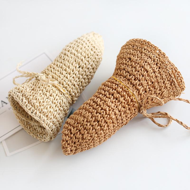 Summer New Parent-child Straw Hat Girl Casual Solid Foldable Big Brim Holiday Hats Baby Boy Beach Fisherman's Cap