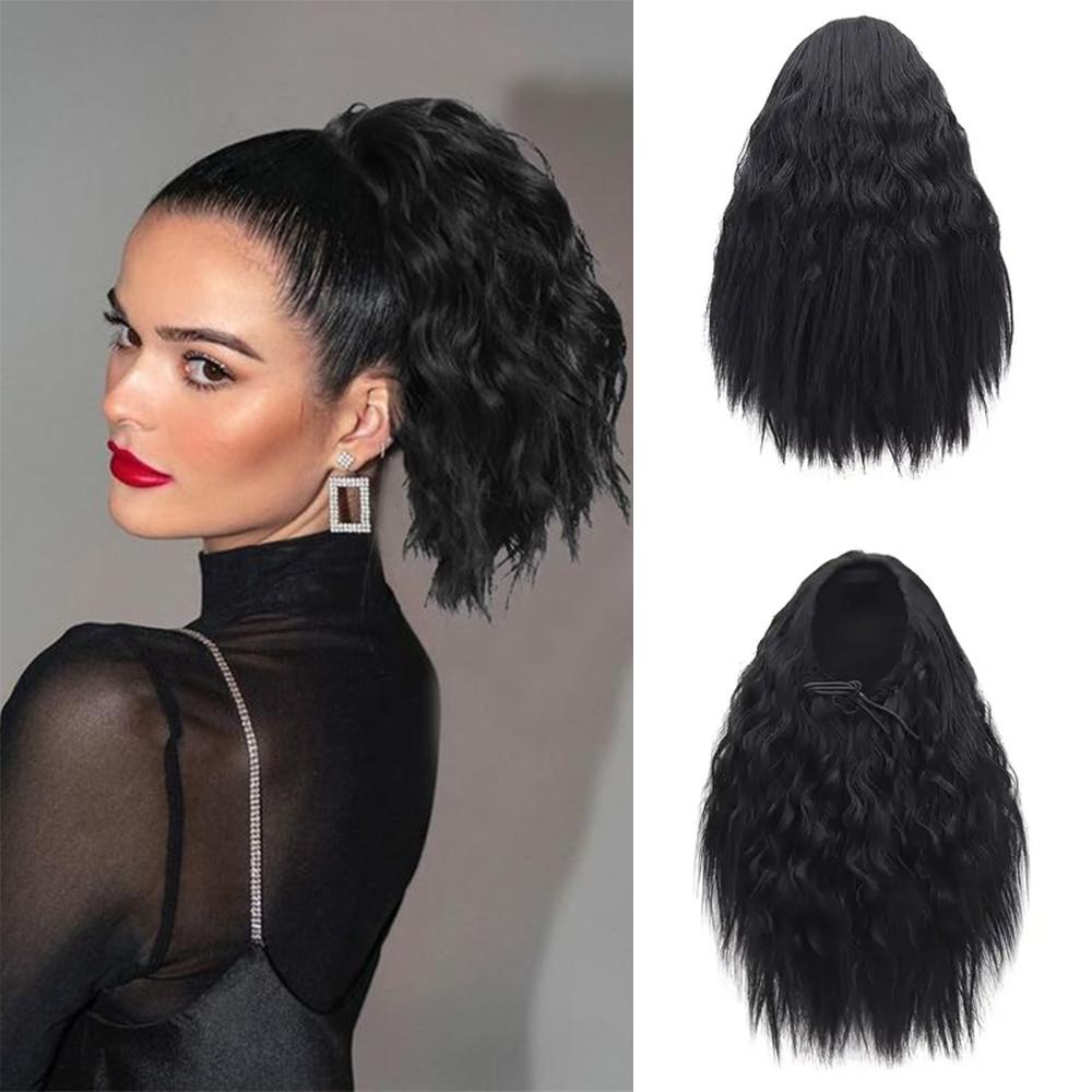 Синтетический 12-дюймовый короткий вьющийся хвостик на шнурке, наращивание парика из высокотемпературного волокна для женщин, повседневная одежда