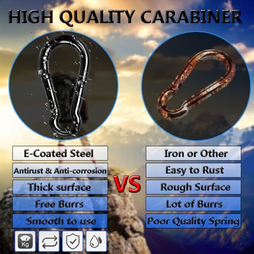 Black load-bearing fast buckle, outdoor camping, mountaineering and fishing multi-purpose stainless steel spring hook M8 gourd all black 8pcs