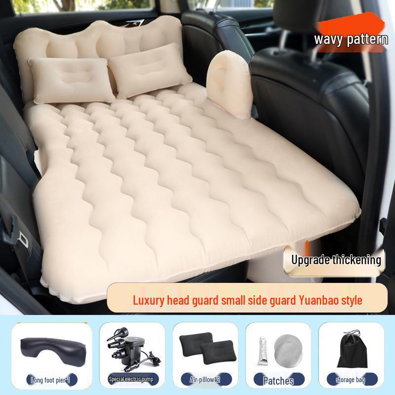 Универсальный надувной матрас для автомобиля - Портативная складная флокированная кровать для заднего сиденья, внедорожника и багажника седана