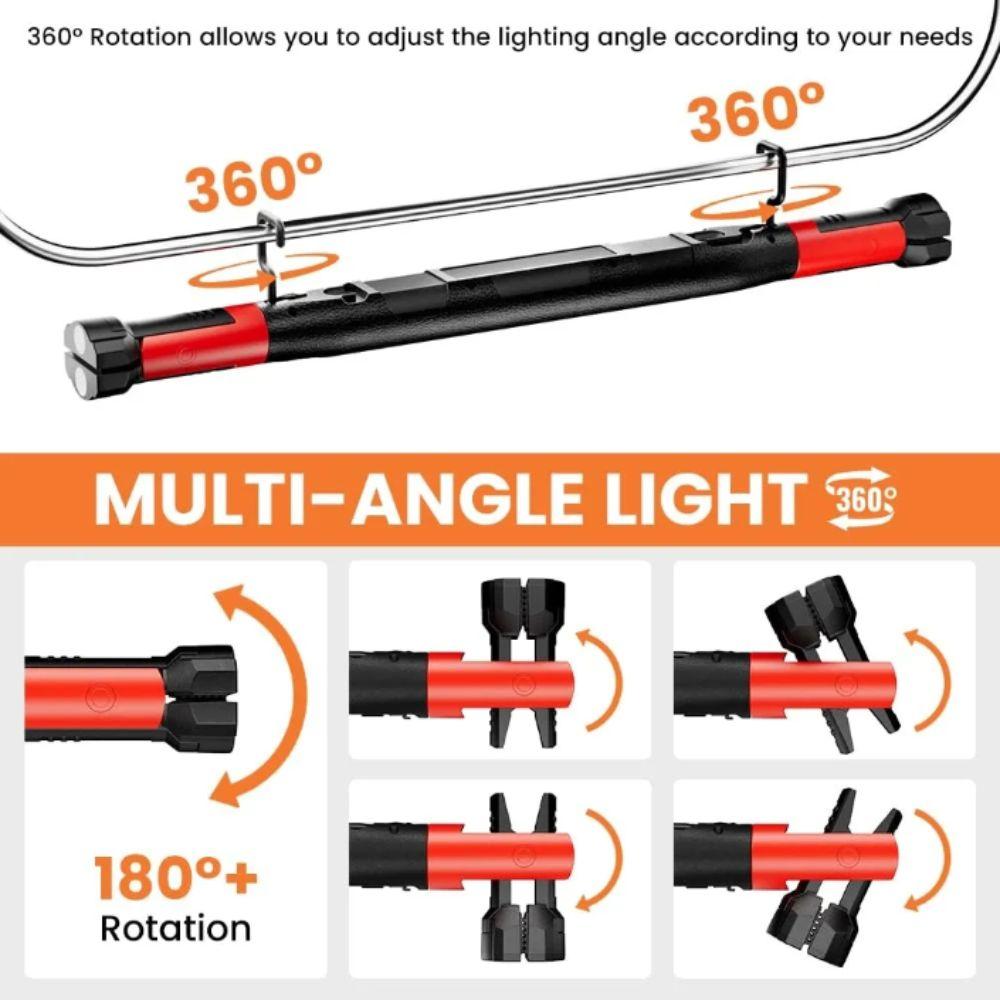 360 Degree Rotating Rechargeable Work Light 3 Lighting Modes Magnetic Work Flashlight Car Reparing