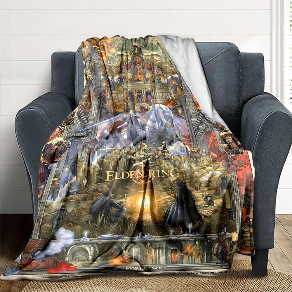 1pc Blanket - Game E-ELDEN R-RING Print Design,Lightweight Blanket for Sofa,Bed- Soft &Warm,Gift for All Seasons