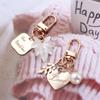 Male Bag Pendant Female Pearl Heart Keychain Women Car Keyring Letter Korean Style Key Lanyard