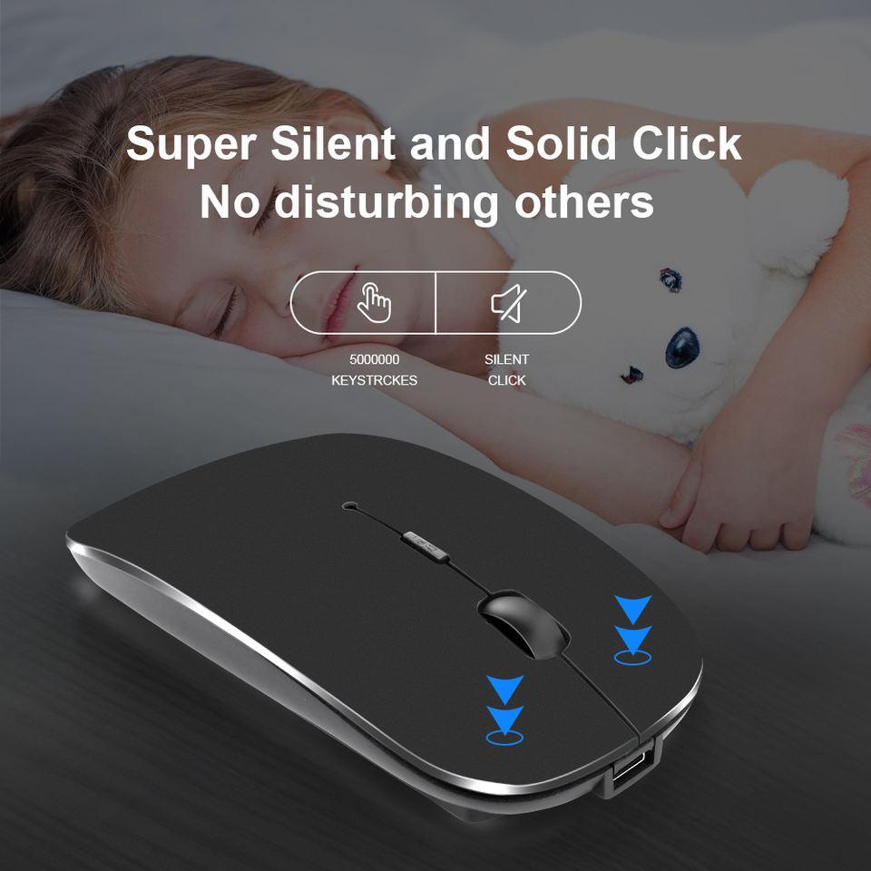 Thin Usb Optical Rechargeable Wireless Mouse 2.4g Receiver Super Slim Mouse Cordless Computer Pc Laptop Desktop