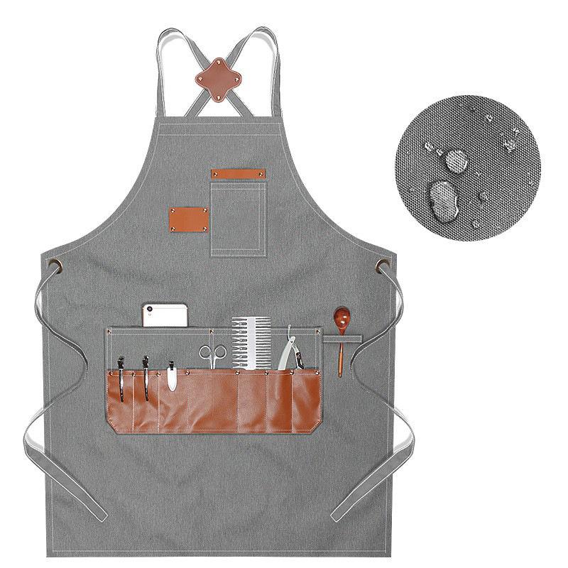Waterproof Canvas Multi Pocket Barber Apron Men's and Women's Painting Work Clothes Anti Fouling Apron for Coffee