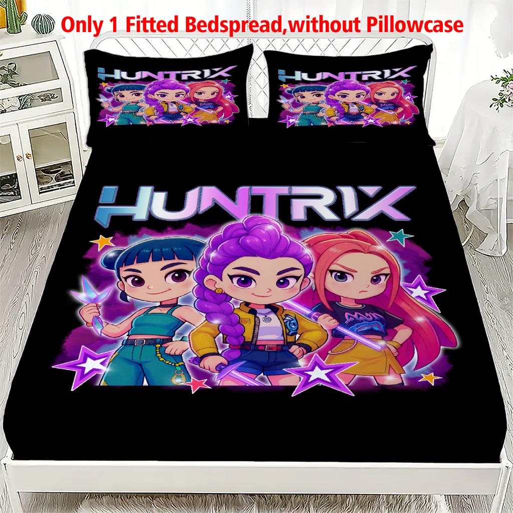 1PC K-POP Fitted Sheet D-Demon H-Hunters Soft Polyester Bed Cover Fitted Sheet With Elastic Band Home Decor No Pillowcase