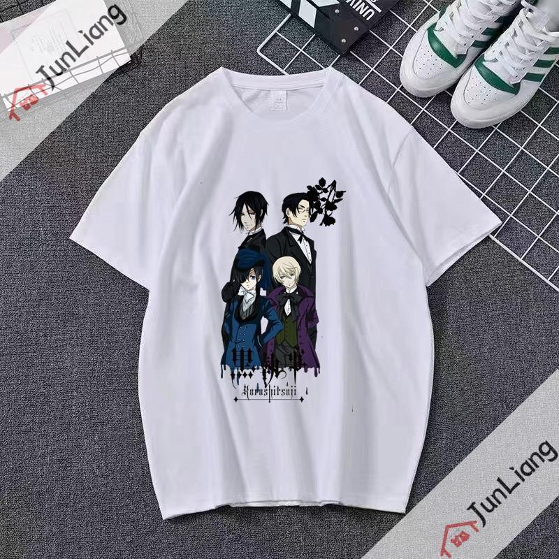 Японское аниме Черный дворецкий мультфильм комикс мужская футболка с коротким рукавом с круглым вырезом для стритвира мужскаяженская одежда