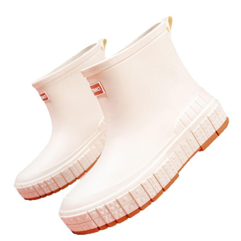 Японский студент-модник универсальная дождевая обувь водная обувь водонепроницаемые ботинки нескользящие короткие теплые для улицы взрослые кухонные резиновые туфли