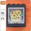 LOZ 1905 Sunflower Lavender Violet Flower Basket Plant Photo Frame Model DIY Mini Blocks Bricks Building Toy for Children No Box