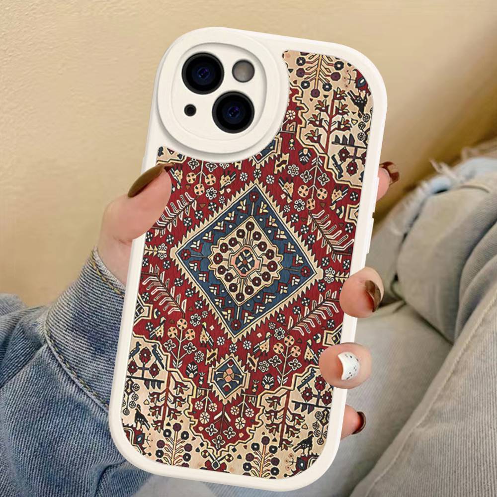 Persian Carpet Floral Pattern Phone Case For IPhone 16 15 14 13 12 11 Pro Max Plus Leather Soft Cover