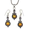 Citrine  Topaz Gemstone Mother's Day Jewelry Pendant Earring Set