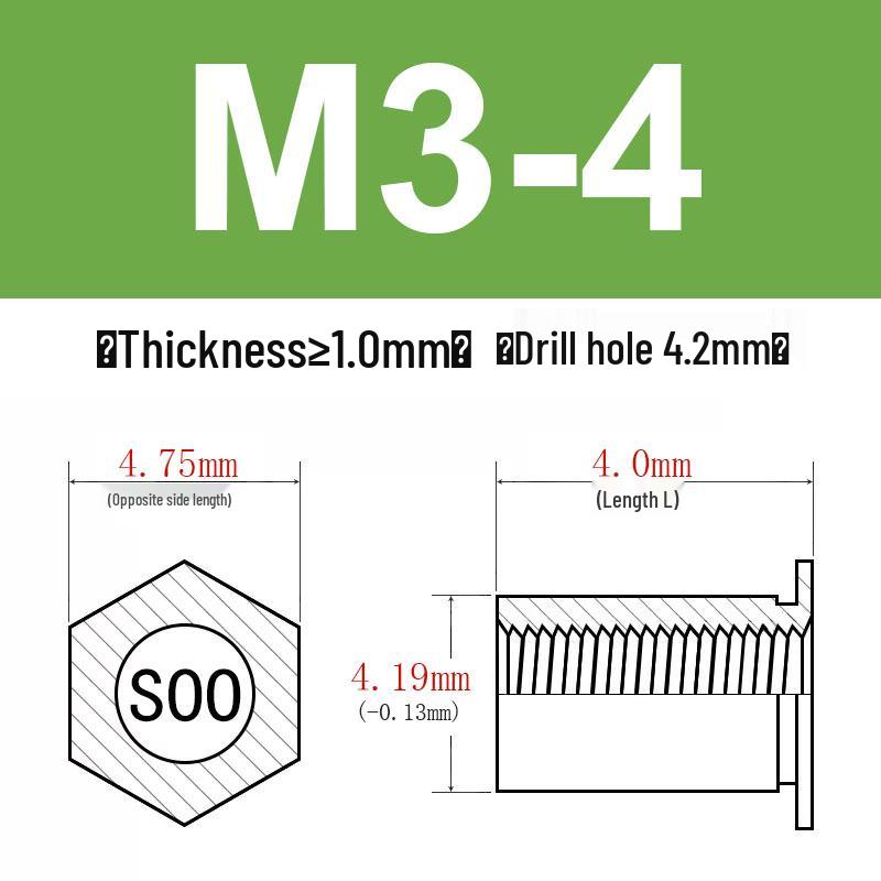 Шестигранные Заклепочные Гайки-Болты M2-M8, Резьбовой Стержень с Цилиндрической Головкой