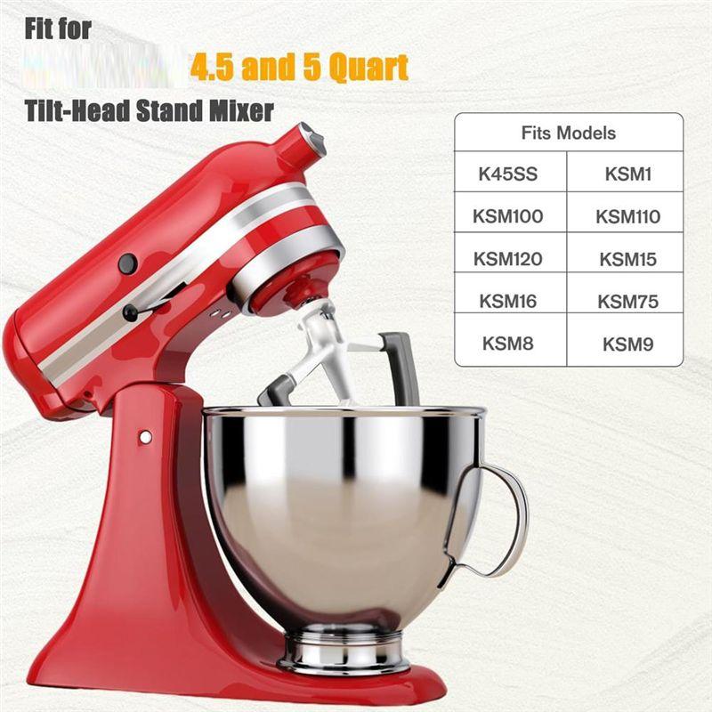 AAAF Гибкий венчик для миксера Kitchenaid 4,5-5 кварт, подходит для моделей с наклоняемой головкой, с гибкими силиконовыми краями, скребок для чаши