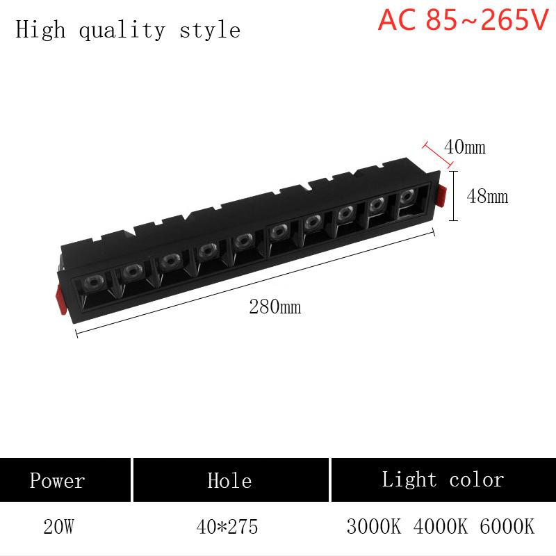 High Quality 10W/20W/30W 110~240V LED Spot Light Line Lamp Bar Creative Linear Long Living Room Corridor Recessed Down Light