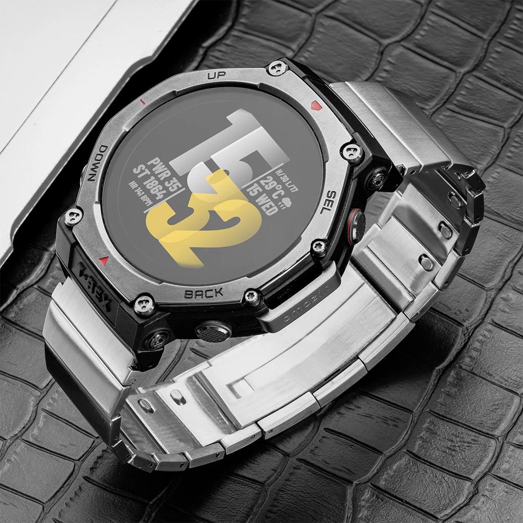 Металлический ремешок из титана для Huami Amazfit T-rex 3/2/1 Ремешок из нержавеющей стали для Amazfit T-rex Ultra/Pro Регулируемый браслет для смарт-часов