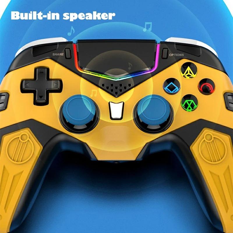 PS4/PS3, беспроводной игровой контроллер для ПК, встроенный динамик, разъем для наушников 3,5 мм, загрузка и т. д., индукционный трекпад, ослепительный световой эффект