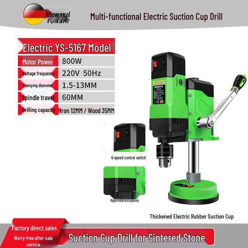 Electric Benchtop Hole Drilling Machine with Suction for Glass and Tile
