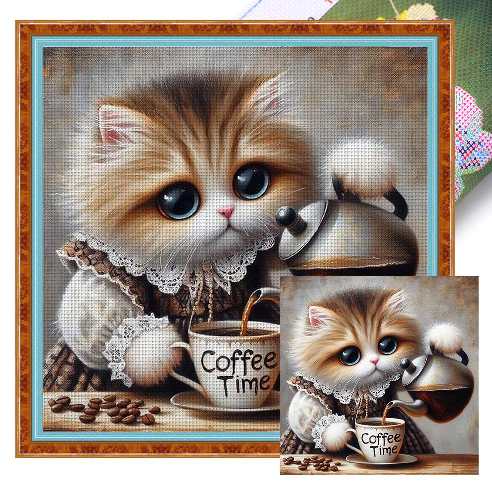 Cute Cat/Dog Full Embroidery Eco-cotton Thread 11CT Printed Cat Cross Stitch Kit Arts DIY Handmade Ornament Home Decor 40*40cm