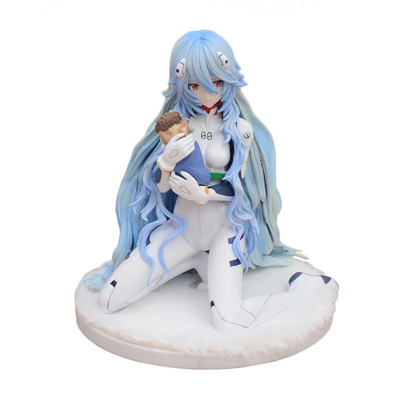 Евангелион Аянами Рей ПВХ Модель в Позе на Коленях и Плюшевая Подставка для Коллекционеров Аниме