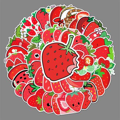 50 Strawberry Doodle Personalized Cartoon Fruit Children's Gu Card Creative DIY Skateboard Luggage Stickers
