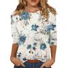 Женская мода повседневная футболка с круглым вырезом и рукавом три четверти с принтом, летняя одежда для женщин, корейская популярная одежда