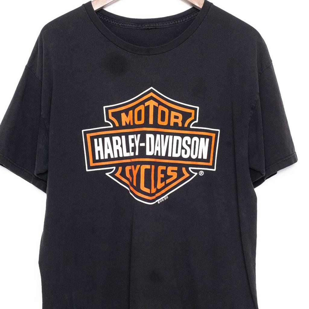Футболка Harley Davidson и детская футболка: Черная Хлопковая Футболка с Мотоциклетным Принтом