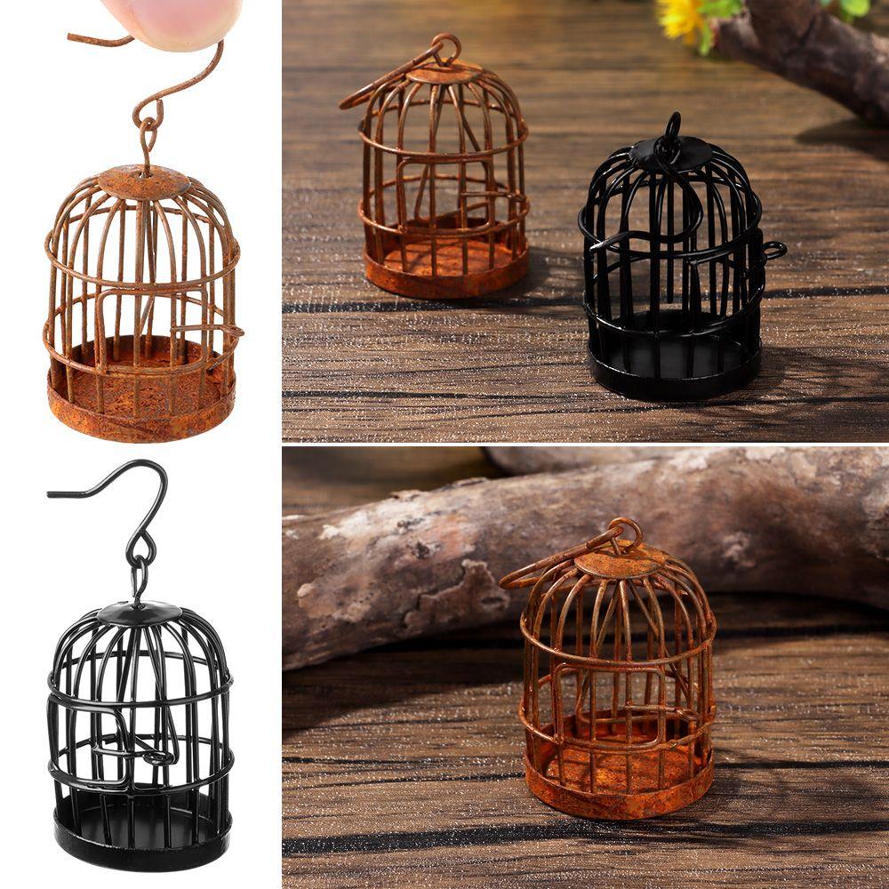 1:6 1:12 Doll House Home Decoration DIY Micro Landscape Bird Cage Iron Metal