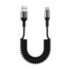 1.5M Coiled USB-C Type C 5A Fast Charging Data Cable 90 Right Angle Retractable Pure Copper Mobile Phone Cord for