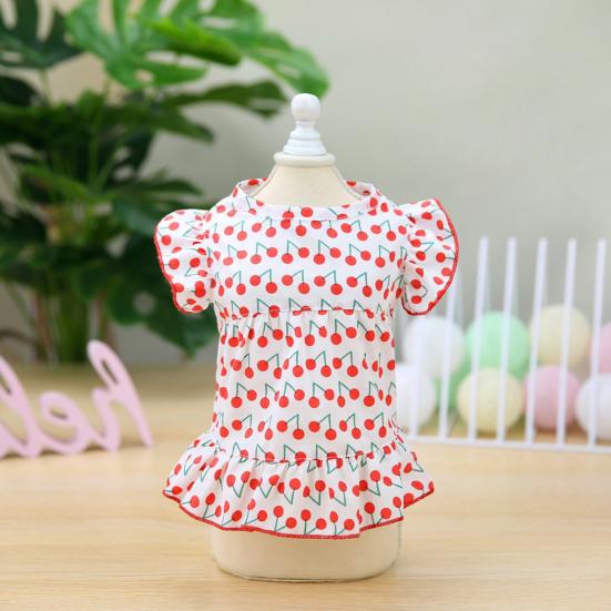 Платье для собаки, высокая эластичность, цветочный узор, яркий цвет, маленькая принцесса для собак