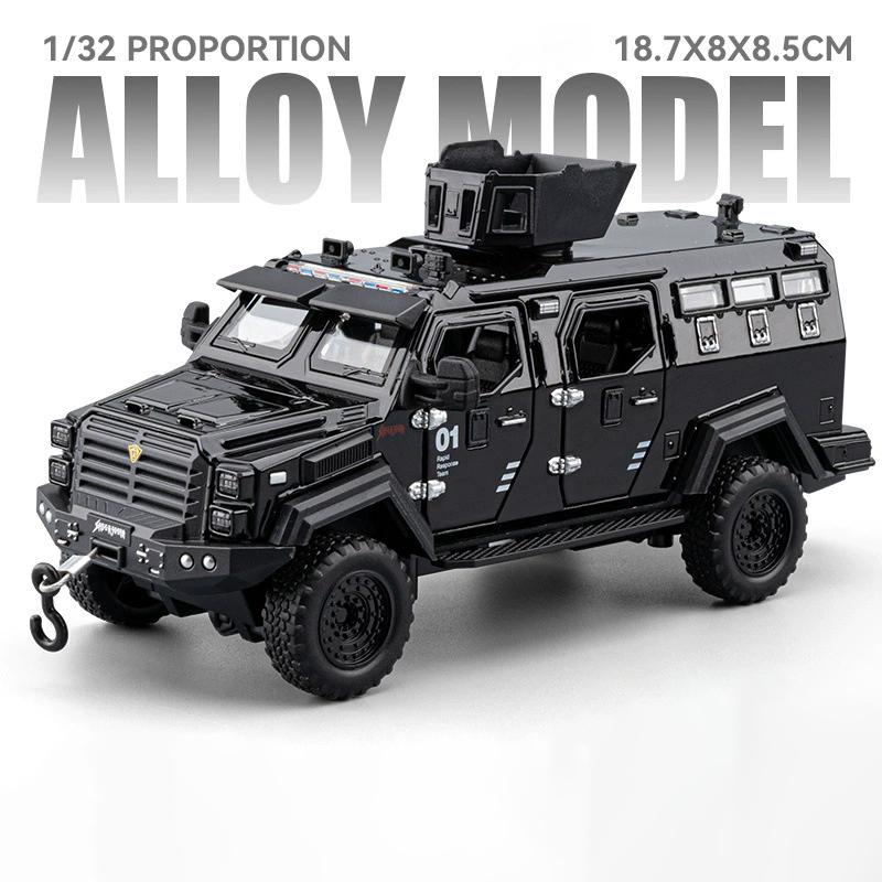 1:32 Dongfeng Mengshi Sword Toothed Tiger Armored Car Model Toy Sound Light Off-road Police Cars Models Holiday Presents