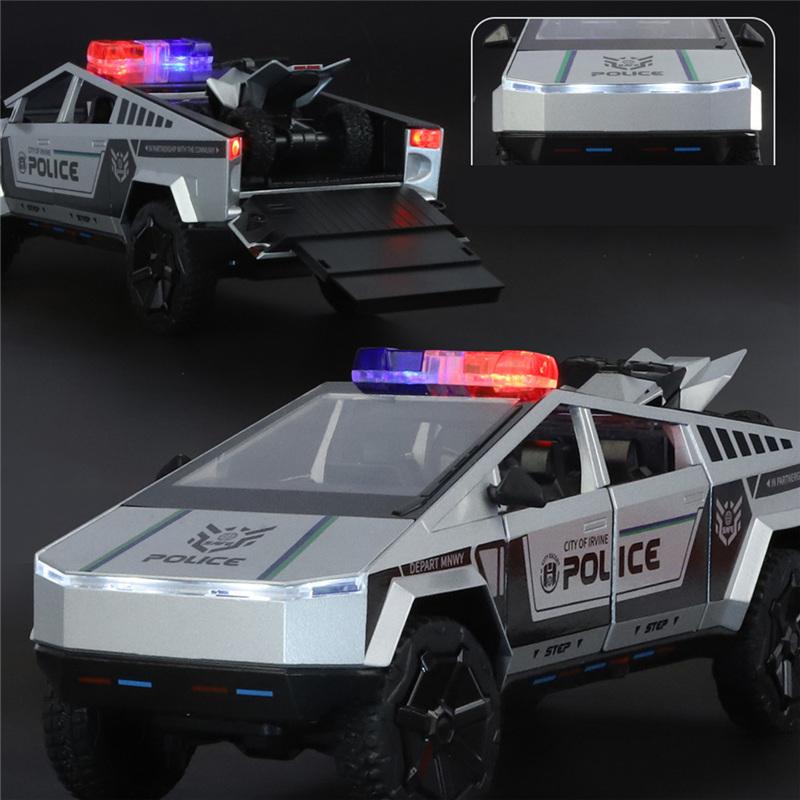 1/24 Tesla Cyber Trucks Сплав Пикап Модель Машины Литой Металл Игрушка Внедорожники Модель Машины Симуляция Звук и Свет Детский Подарок
