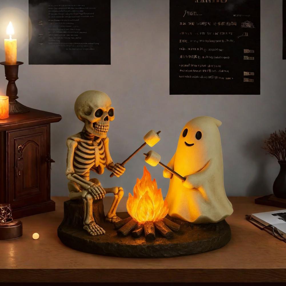 Skeleton Ghost Night Light Halloween Night Light Spooky Skeleton Ghost Bonfire Night Lamp for Halloween Home Decor