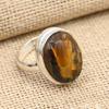 Faceted Tiger's Eye Gemstone Handmade 925 Sterling Silver Ring Jewelry For Thanksgiving