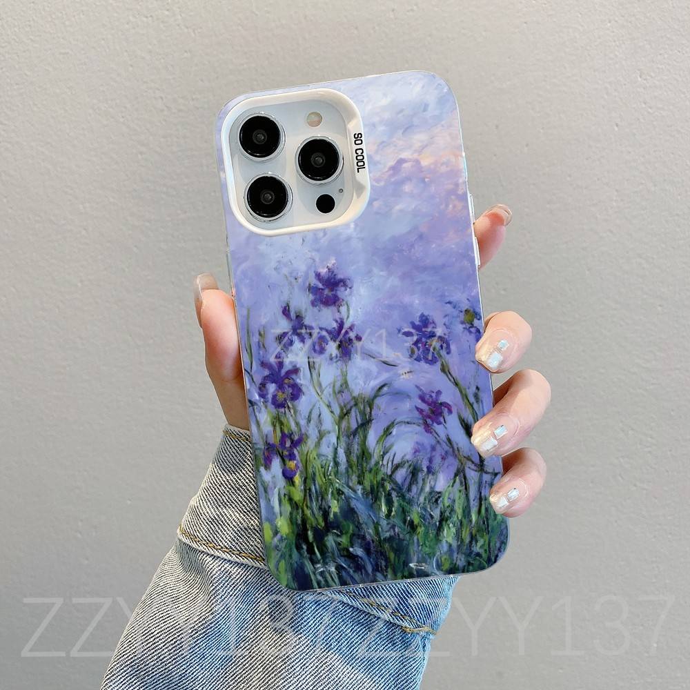 Paintings Monet Claudes Phone Case For iPhone 16,15,14,13,12,11,8,7,Pro,Max,Plus,Mini,XS,SE White Candy Matte Shockproof Cover